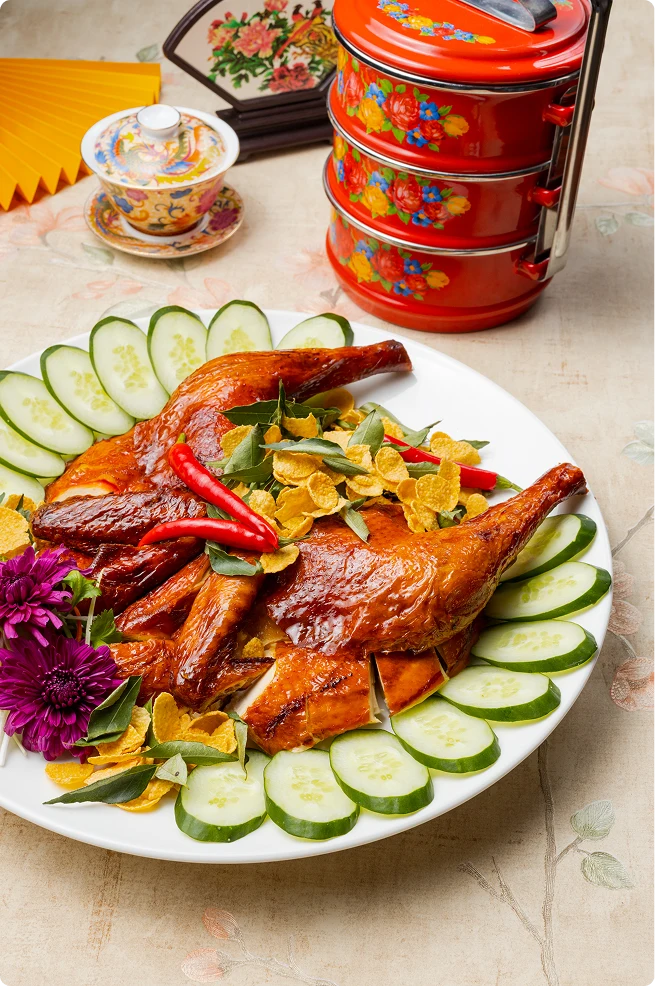 Roasted Chicken with Crispy Almonds & Curry Leaves